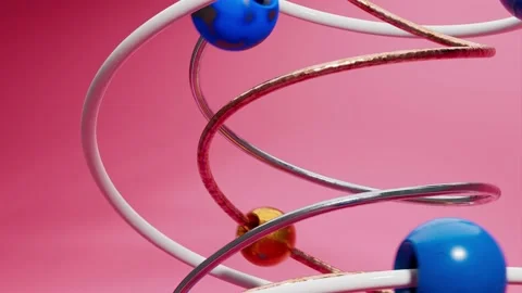 Abstract background with strings and beads. Motion design loop animation. 3d Stock Footage 219009289