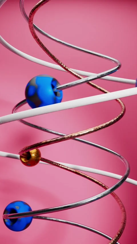 Abstract background with strings and beads. Motion design loop animation. 3d Stock Footage 219576739