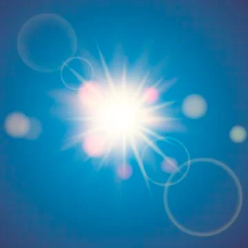 Abstract background with summer sun, lights and lens flares. Vector. Stock Illustration