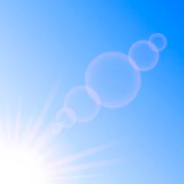 Abstract background sun rays on blue sky. Vector. Stock Illustration