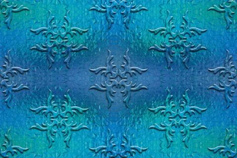 Abstract background with symmetric patterns in blue colors. Stock Illustration