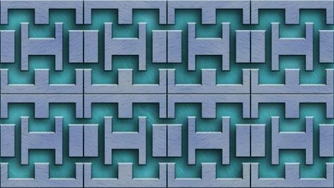 Abstract background with symmetric patterns in blue colors. Illustrazione stock