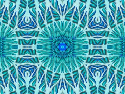 Abstract background with symmetric patterns in turquoise colors. Stock Illustration