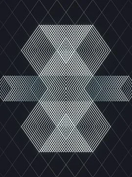 An abstract background with a symmetrical symbol made of white lines 3d Stock Illustration