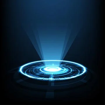 Abstract background with tech circles and  blue rays Stock Illustration