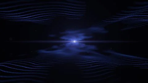 Abstract background. Techno blue imitation of sound waves on black backdrop Stock Photos