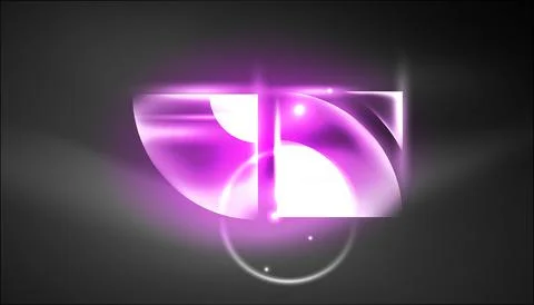Abstract background techno neon glowing circle shapes and round elemetns with Stock Illustration