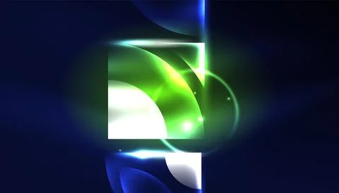 Abstract background techno neon glowing circle shapes and round elemetns with Stock-Illustration