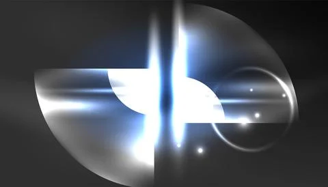 Abstract background techno neon glowing circle shapes and round elemetns with Stock Illustration