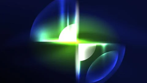 Abstract background techno neon glowing circle shapes and round elemetns with Stock Illustration