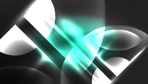 Abstract background techno neon glowing circle shapes and round elemetns with Stock Illustration
