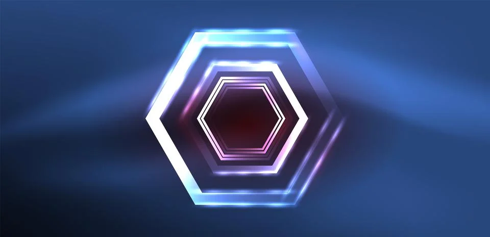 Abstract background techno neon hexagons. Hi-tech vector illustration for Ilustración de archivo