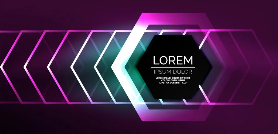 Abstract background techno neon hexagons. Hi-tech vector illustration for Stock Illustration