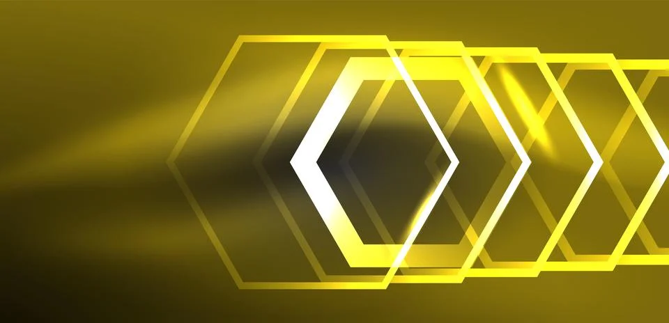 Abstract background techno neon hexagons. Hi-tech vector illustration for Ilustración de archivo