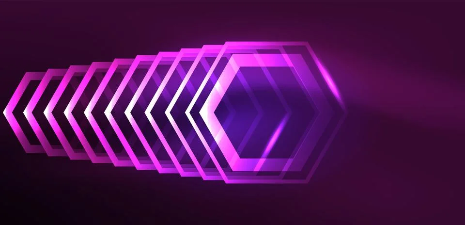 Abstract background techno neon hexagons. Hi-tech vector illustration for Ilustración de archivo