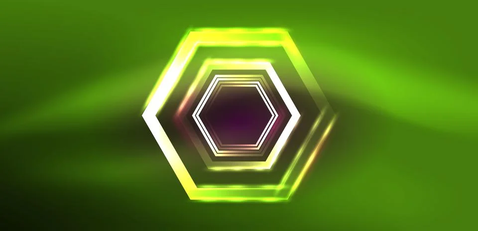 Abstract background techno neon hexagons. Hi-tech vector illustration for Ilustración de archivo