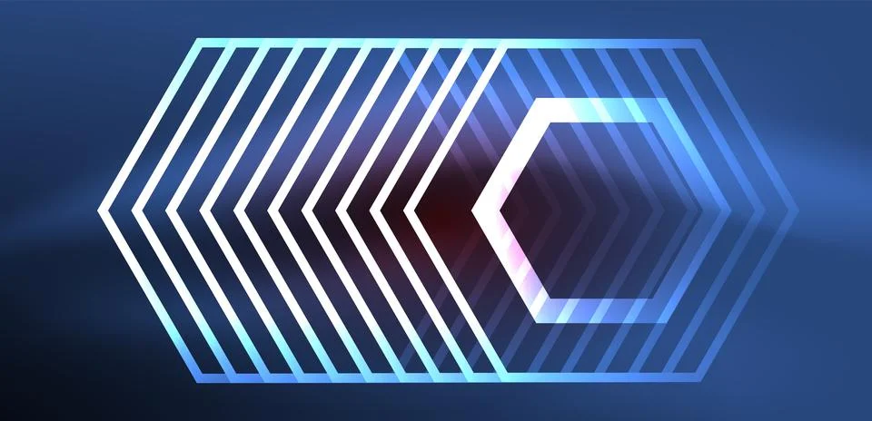 Abstract background techno neon hexagons. Hi-tech vector illustration for Ilustración de archivo