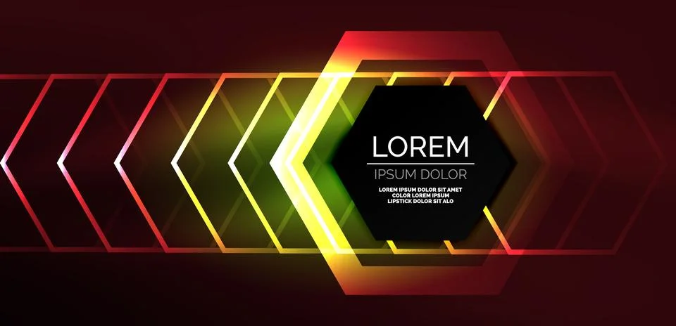 Abstract background techno neon hexagons. Hi-tech vector illustration for Ilustración de archivo
