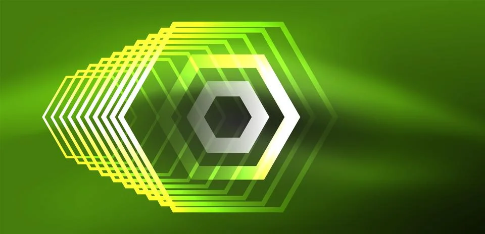Abstract background techno neon hexagons. Hi-tech vector illustration for Ilustración de archivo
