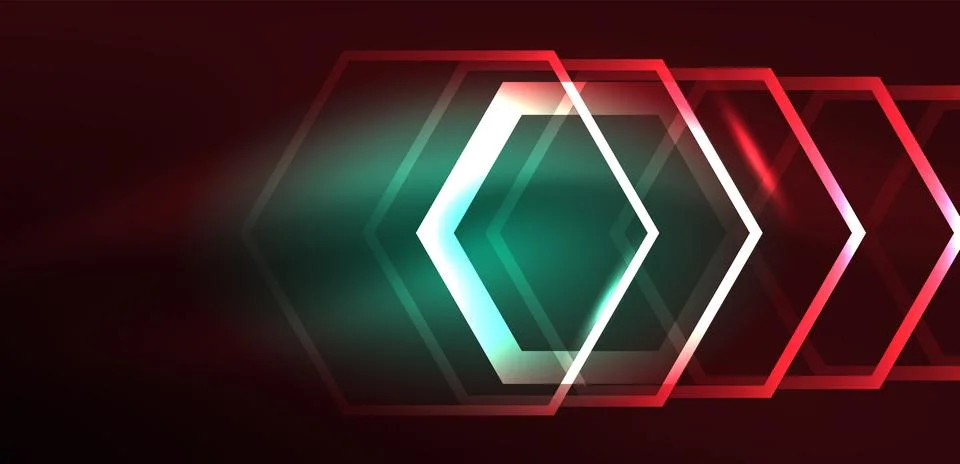 Abstract background techno neon hexagons. Hi-tech vector illustration for Ilustración de archivo