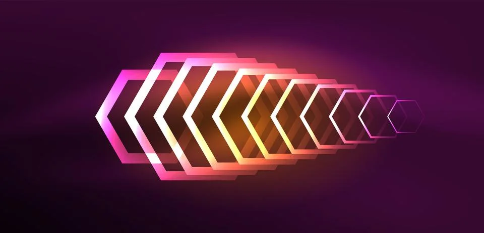 Abstract background techno neon hexagons. Hi-tech vector illustration for Ilustración de archivo