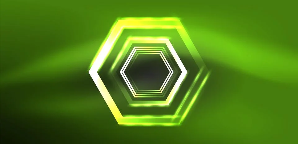 Abstract background techno neon hexagons. Hi-tech vector illustration for Ilustración de archivo