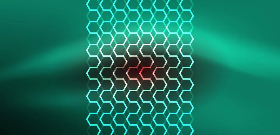 Abstract background techno neon hexagons. Hi-tech vector illustration for Ilustración de archivo
