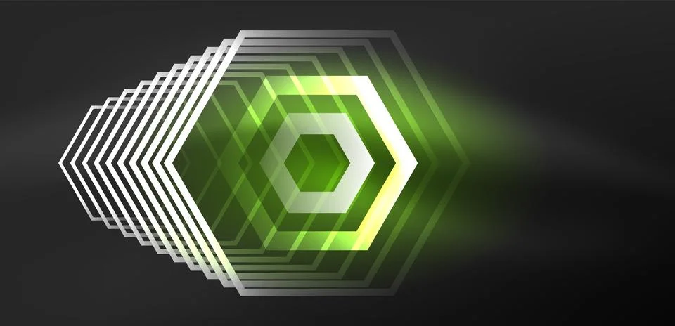 Abstract background techno neon hexagons. Hi-tech vector illustration for Ilustración de archivo
