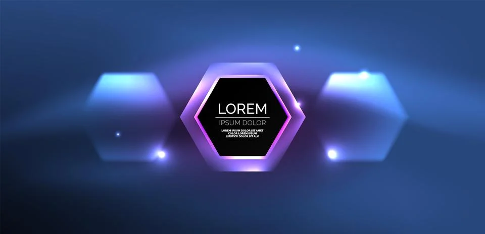 Abstract background techno neon hexagons. Hi-tech vector illustration for Ilustración de archivo