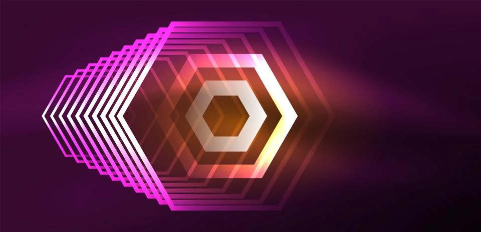 Abstract background techno neon hexagons. Hi-tech vector illustration for Stock-Illustration