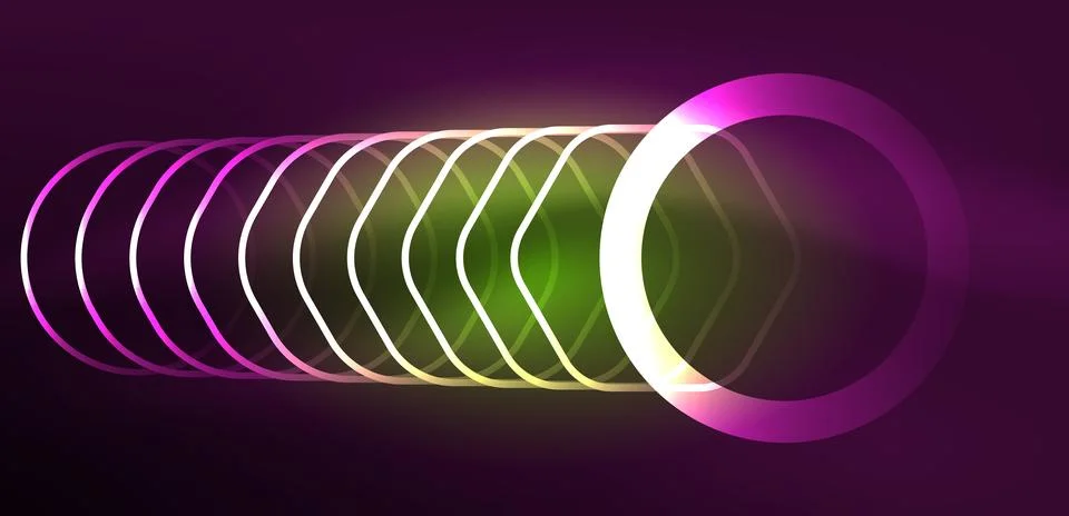 Abstract background techno neon hexagons. Hi-tech vector illustration for Stock Illustration