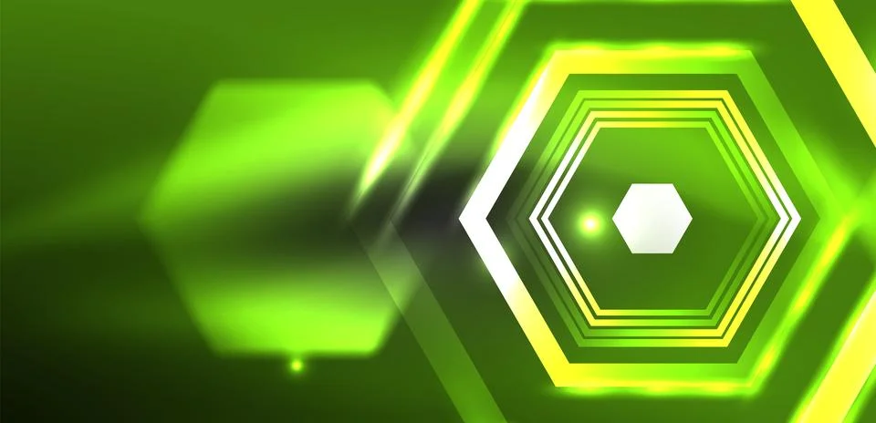 Abstract background techno neon hexagons. Hi-tech vector illustration for Stock Illustration