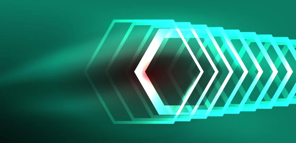 Abstract background techno neon hexagons. Hi-tech vector illustration for Stock Illustration