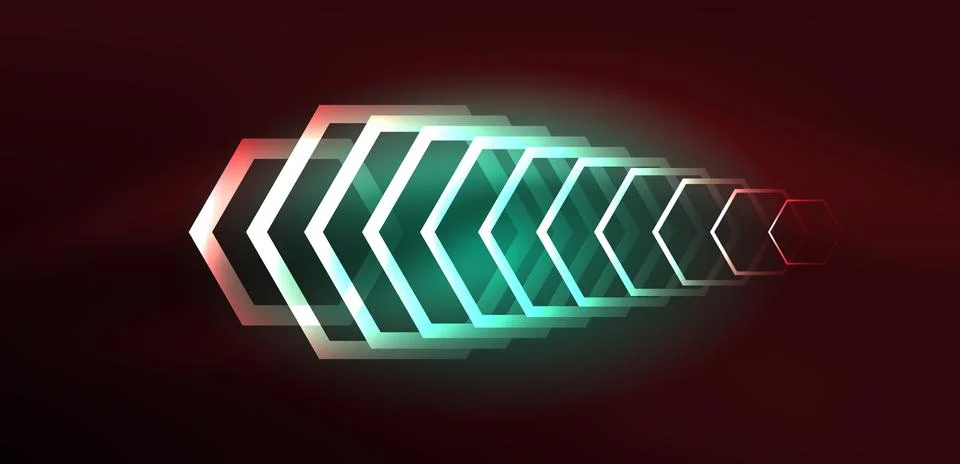Abstract background techno neon hexagons. Hi-tech vector illustration for Stock Illustration