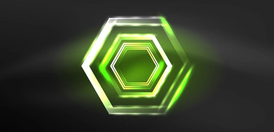 Abstract background techno neon hexagons. Hi-tech vector illustration for Stock Illustration