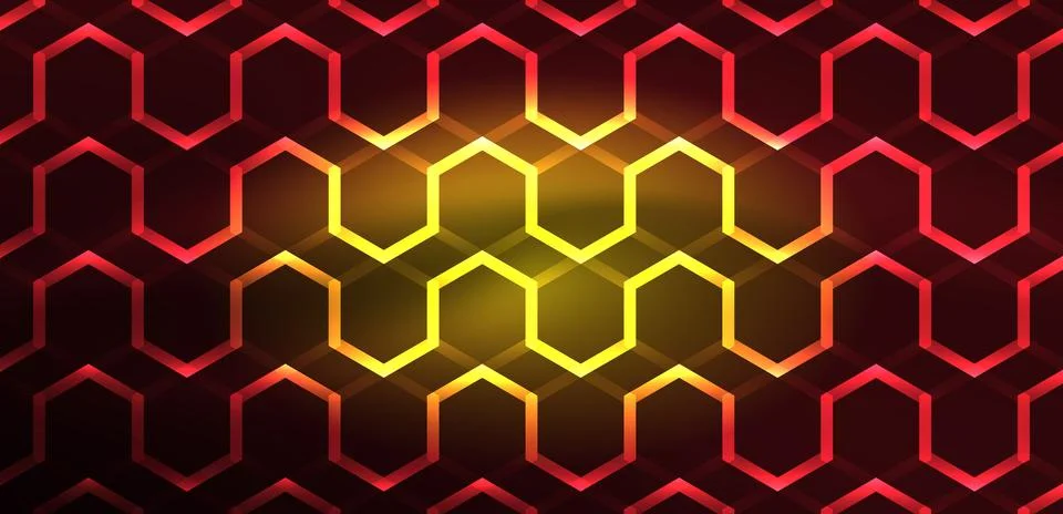 Abstract background techno neon hexagons. Hi-tech vector illustration for Stock Illustration