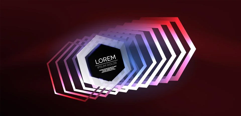 Abstract background techno neon hexagons. Hi-tech vector illustration for Ilustración de archivo