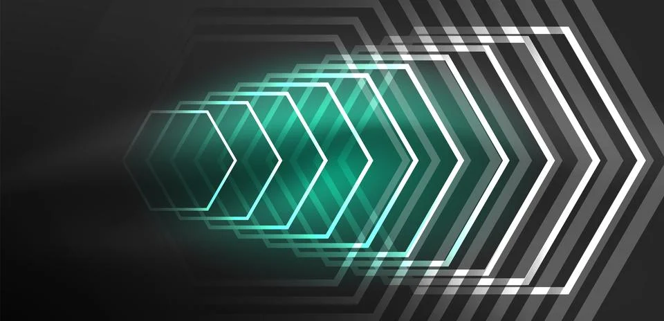 Abstract background techno neon hexagons. Hi-tech vector illustration for Stock Illustration