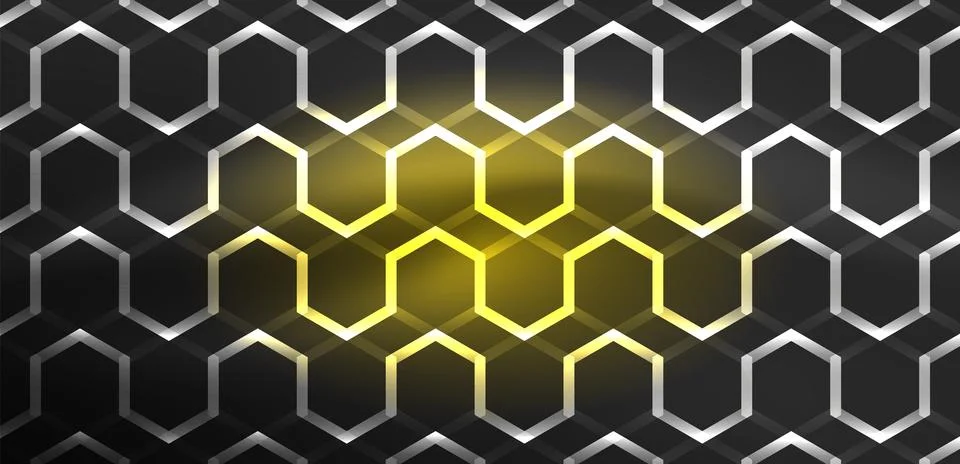 Abstract background techno neon hexagons. Hi-tech vector illustration for Ilustración de archivo