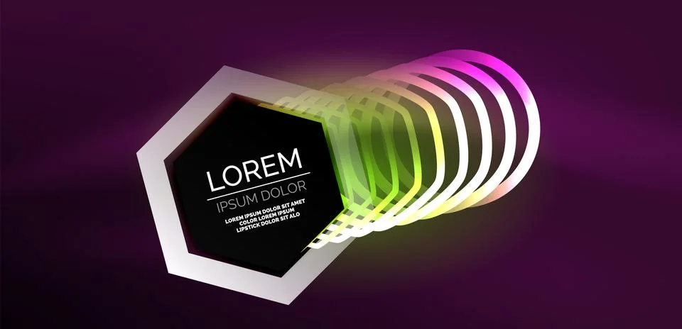 Abstract background techno neon hexagons. Hi-tech vector illustration for Ilustración de archivo