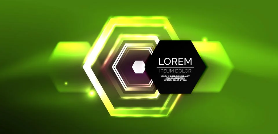 Abstract background techno neon hexagons. Hi-tech vector illustration for Ilustración de archivo