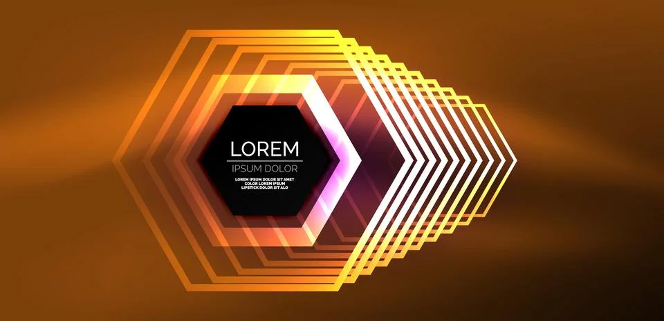 Abstract background techno neon hexagons. Hi-tech vector illustration for Ilustración de archivo