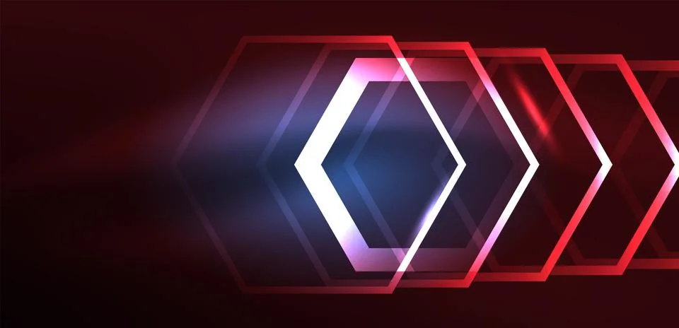 Abstract background techno neon hexagons. Hi-tech vector illustration for Ilustración de archivo