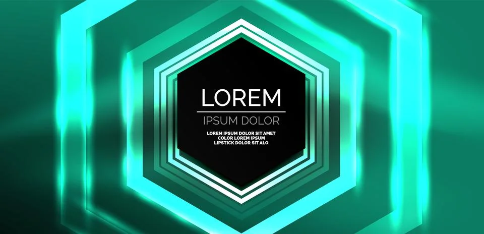 Abstract background techno neon hexagons. Hi-tech vector illustration for Ilustración de archivo