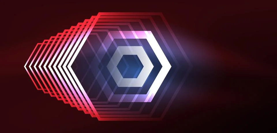 Abstract background techno neon hexagons. Hi-tech vector illustration for Ilustración de archivo