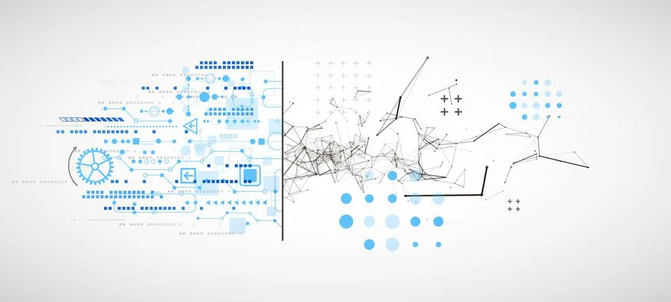 Abstract background on technological and scientific topics. Plexus effect wit Stock Illustration