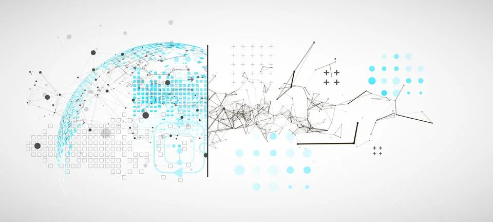 Abstract background on technological and scientific topics. Plexus effect wit 스톡 일러스트