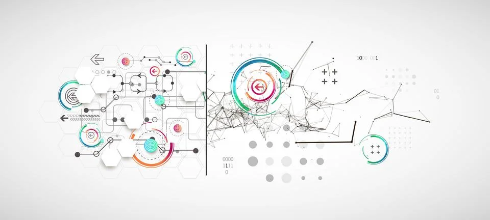 Abstract background on technological and scientific topics. Plexus effect wit 스톡 일러스트