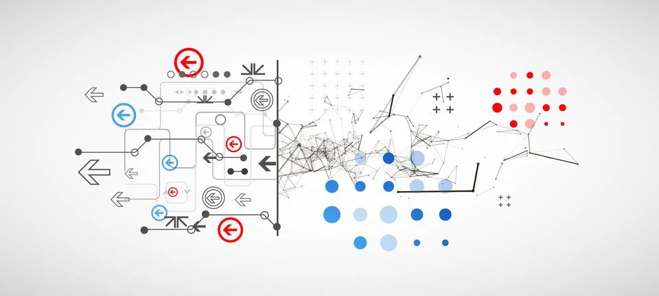 Abstract background on technological and scientific topics. Plexus effect wit Stock Illustration