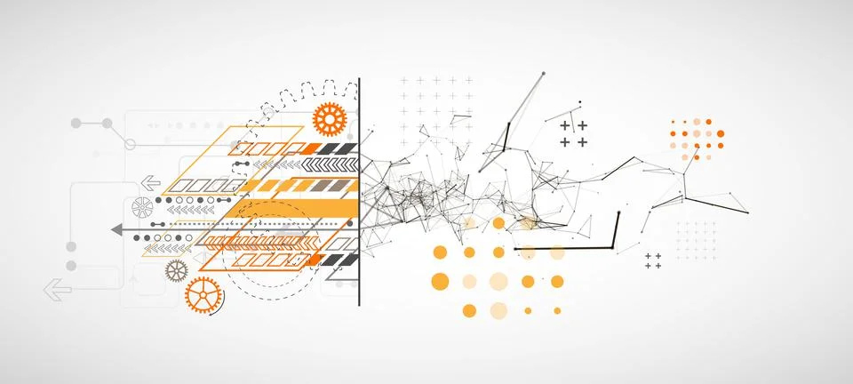 Abstract background on technological and scientific topics. Plexus effect wit Stock Illustration